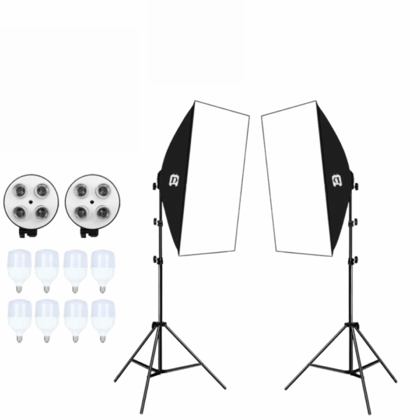 Kit de iluminación video fotografía LED 5700k 8 bombillas led sofbox 50x70 portátil - Imagen 2