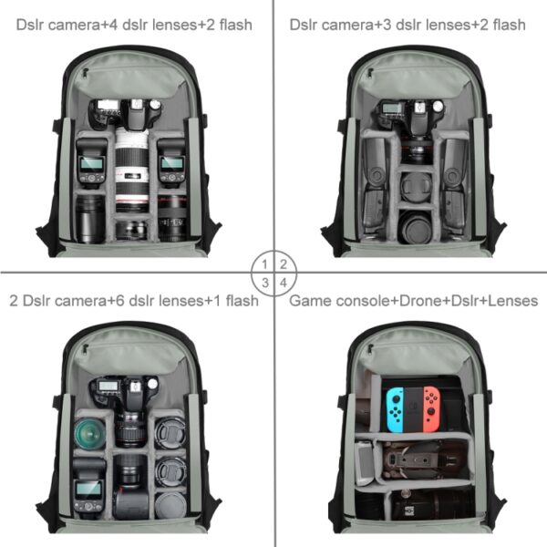 Mochila Outdoor cámara  Fotografica  Doble Tirante + Divisiones - Imagen 3