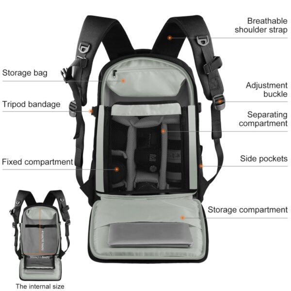 Mochila Outdoor cámara  Fotografica  Doble Tirante + Divisiones - Imagen 4