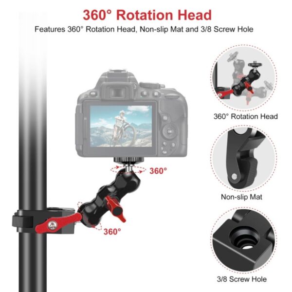 Super Clamp Camera Clamp Mount Monitor Giro 360 Super Pinza - Imagen 5