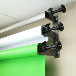 Soporte De Pared porta telon Para Tres Fondos Con Cadenas