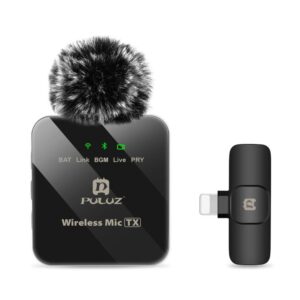 Micrófono solapa inalámbrico Puluz con receptor para IPhone lightning un receptor